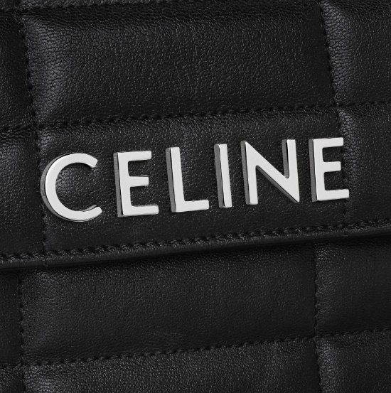 Celine Matelasse Monochrome Chain Shoulder Bag In Black