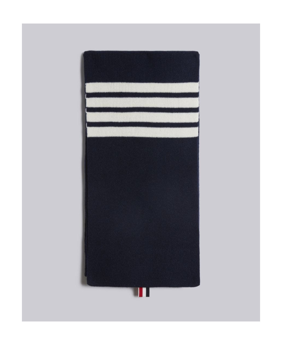 Thom Browne 4-bar Stripe Cashmere Rib Scarf In Black