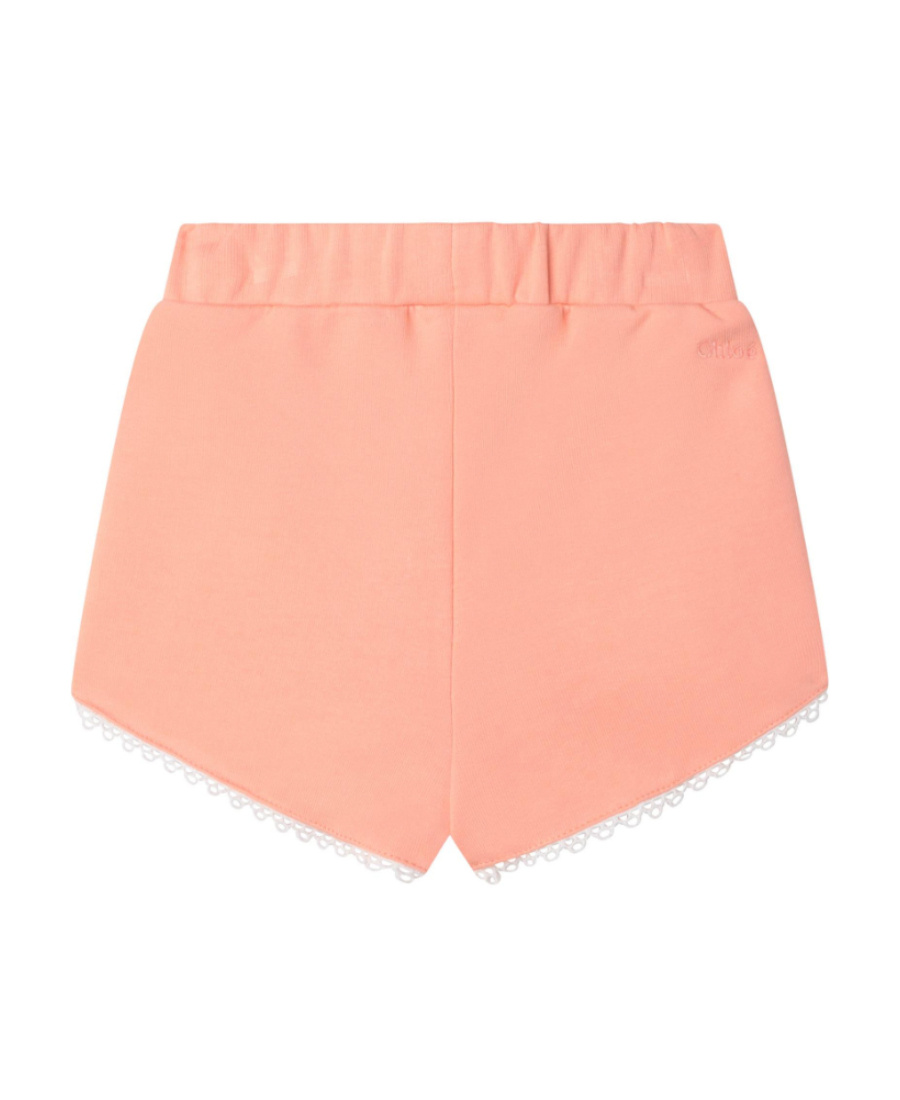 Chloé Drawstring Cotton Shorts In Pink