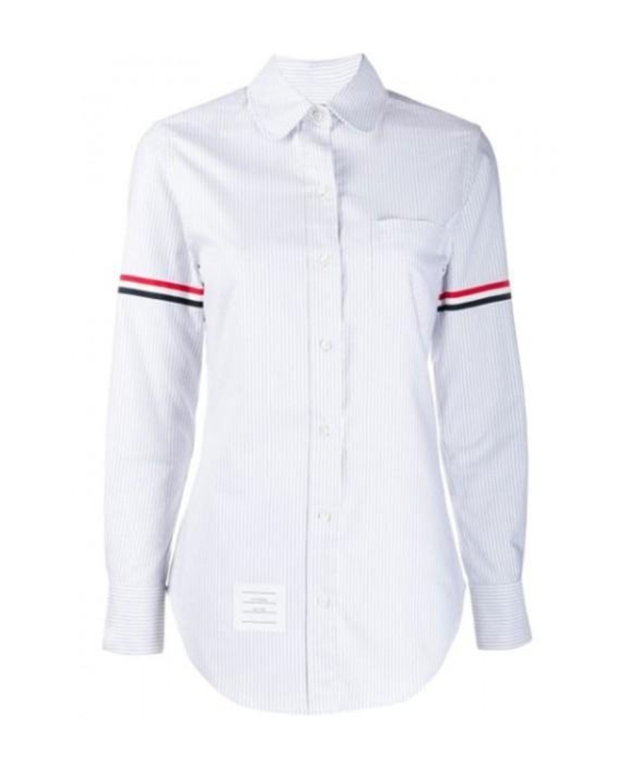 Thom Browne Grosgrain Armband Oxford Shirt In White