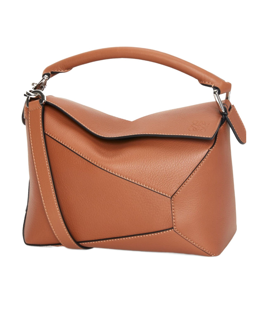 Loewe Small Puzzle Edge Leather Shoulder Bag In Brown