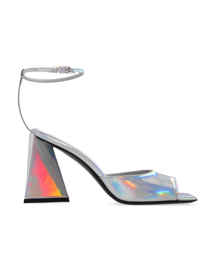 Attico Piper 85mm Holographic Sandals In Gray
