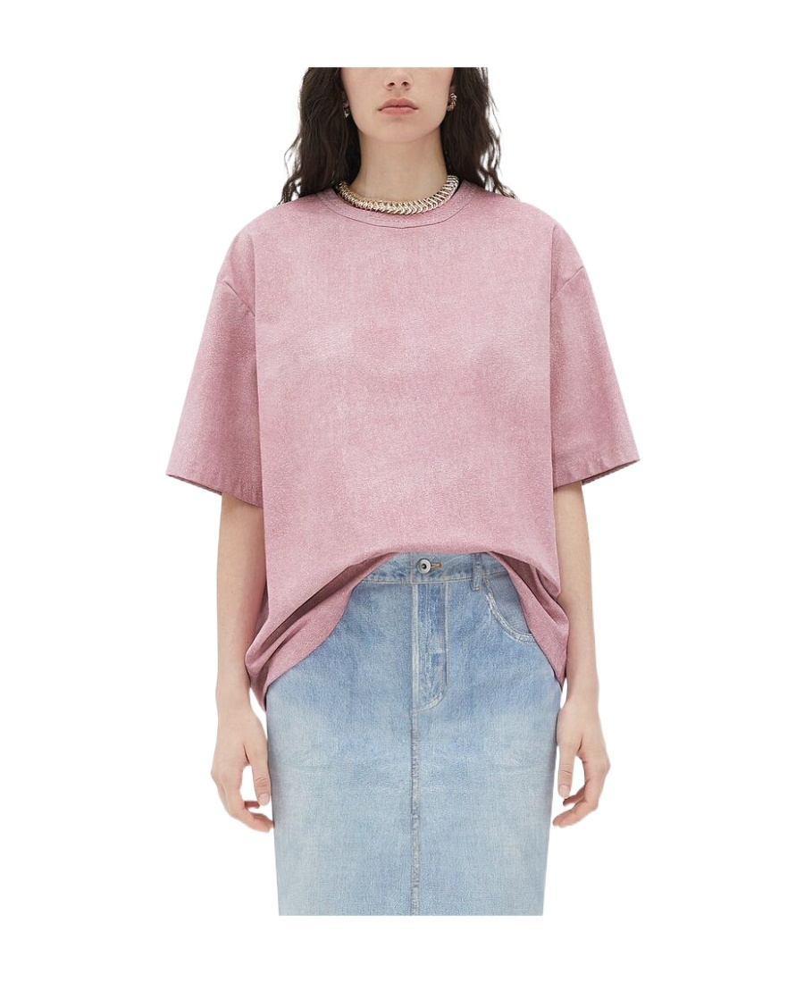 BOTTEGA VENETA PRINTED LEATHER RELAXED JERSEY T-SHIRT