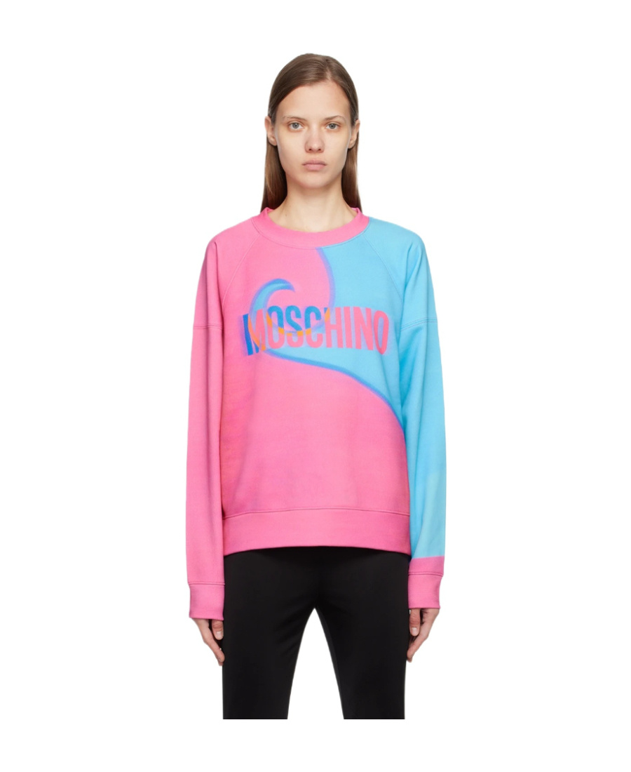 Moschino Ladies Projection Print Cotton Sweatshirt In Pink
