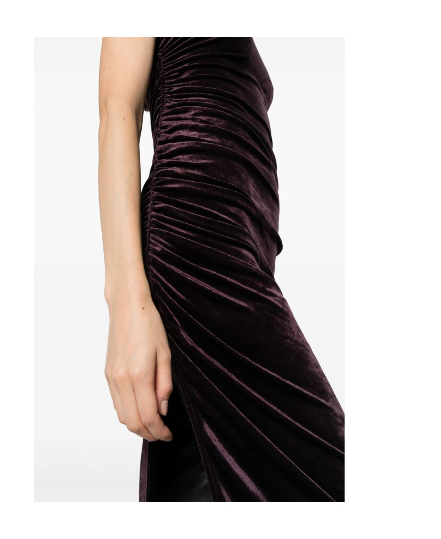 Rick Owens Svita Gathered Velvet Maxi Dress In Black