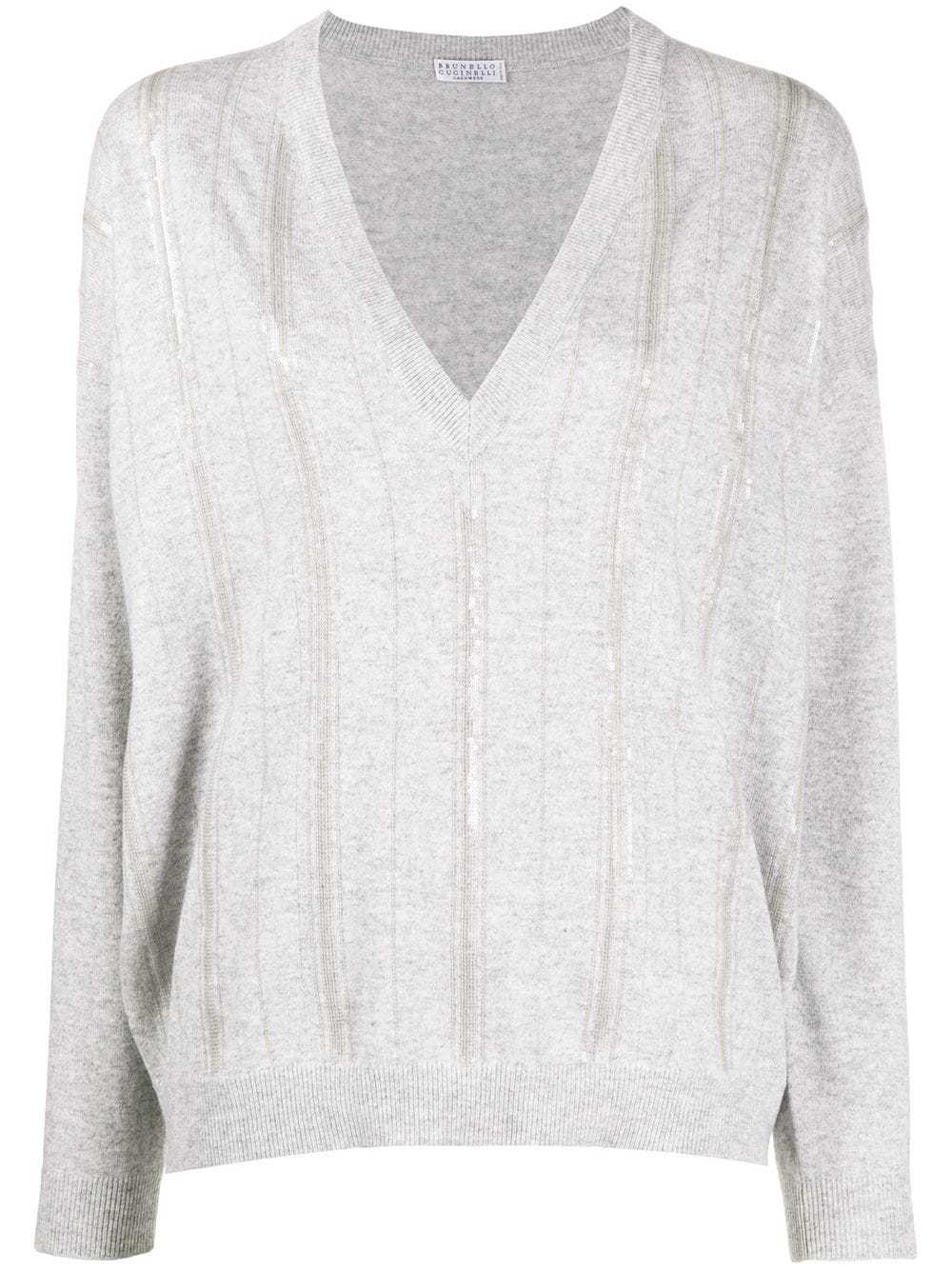 Brunello Cucinelli Sequin Embellished Jumper In White