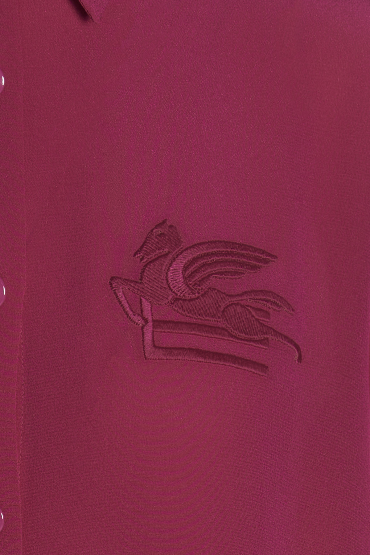 Etro Pegaso-appliqué Silk Shirt In Red