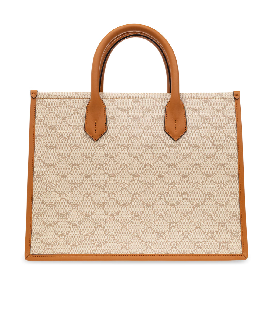 Mcm Himmel Lauretos Logo Detailed Medium Tote Bag In Nude