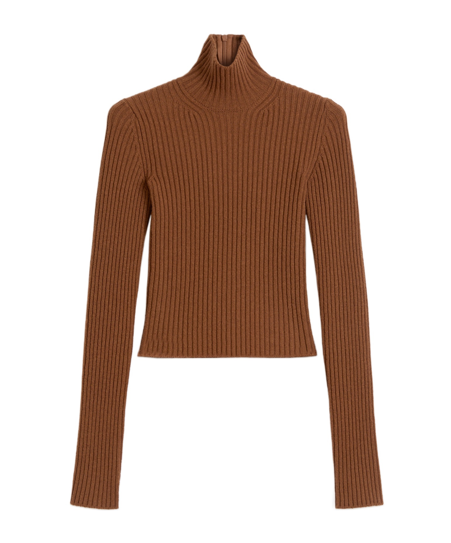 Max Mara Wool And Cashmere Ribbed Turtleneck In Brown