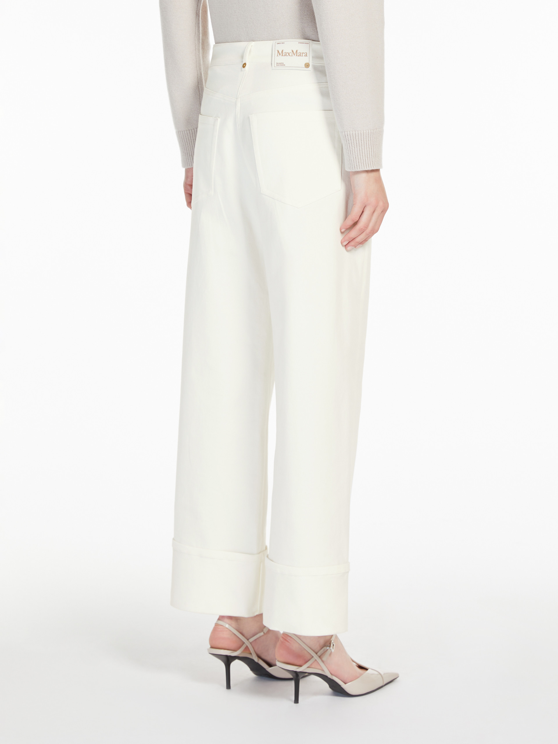 Max Mara Stretch Cotton Bull Pants In White