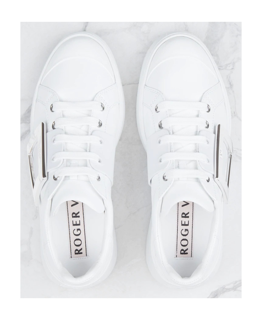 Roger Vivier Viv Skate Metal Buckle Trainers In White