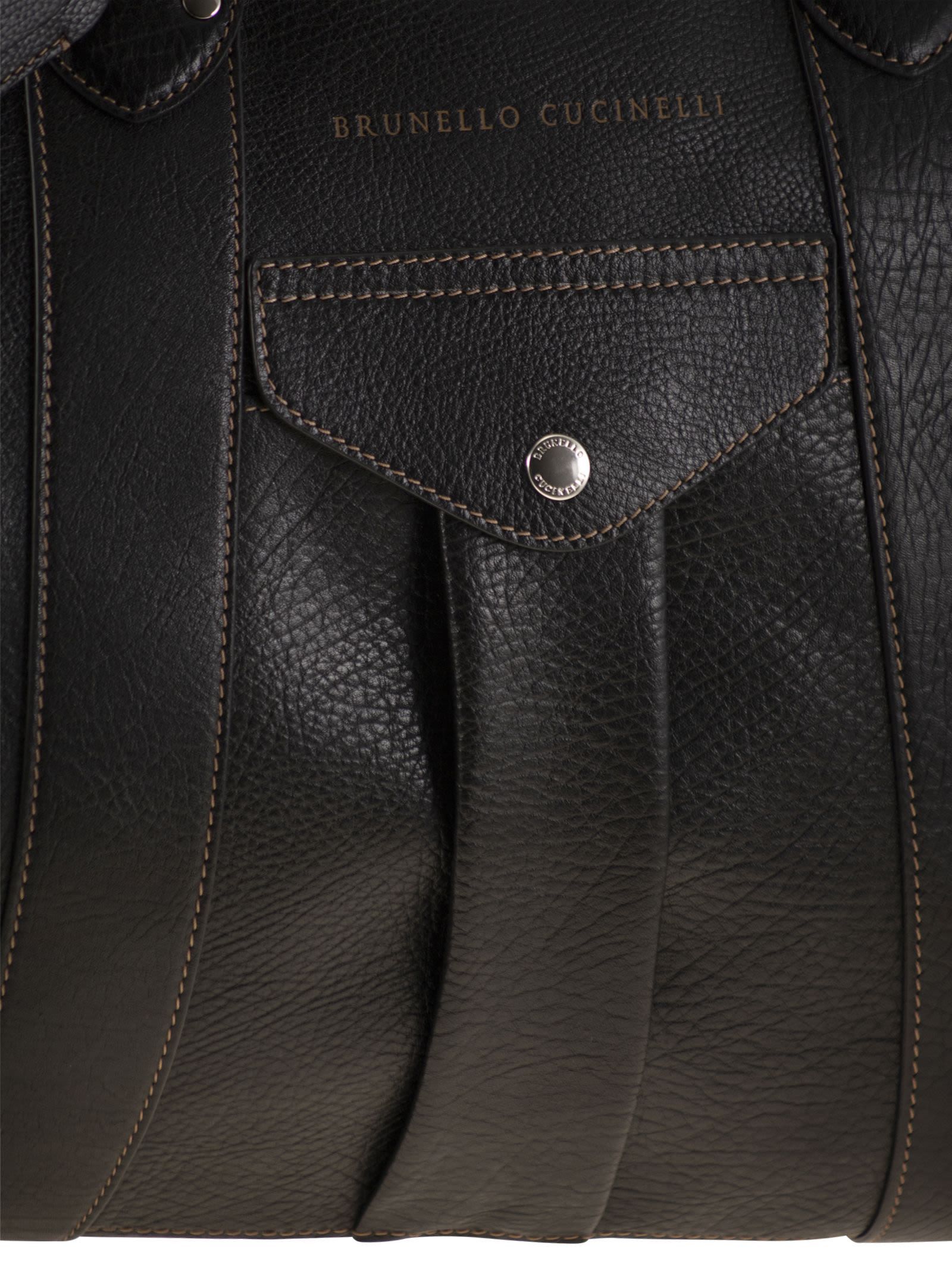 Brunello Cucinelli Zip-up Weekender Bag In Black