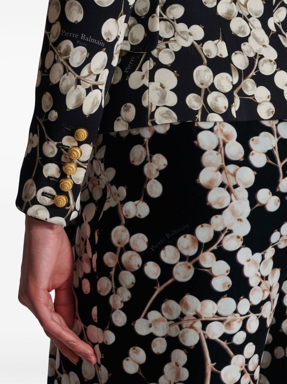 Balmain Graphic Print Blazer Peak Lapels In Black