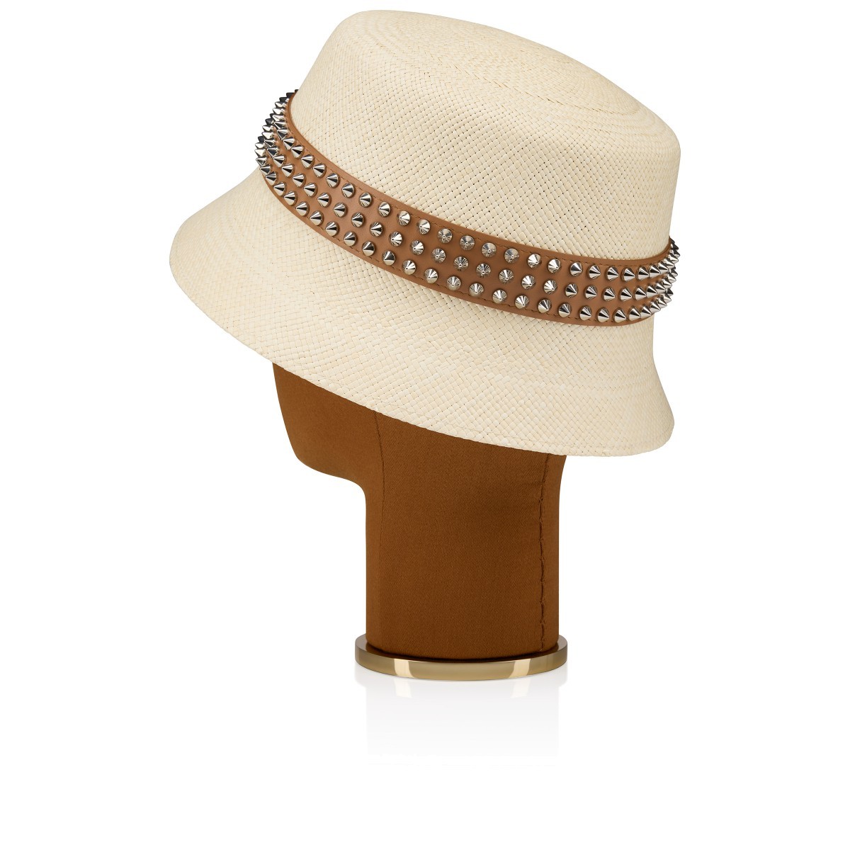Christian Louboutin Leather-trim Studded Bucket Hat In Nude