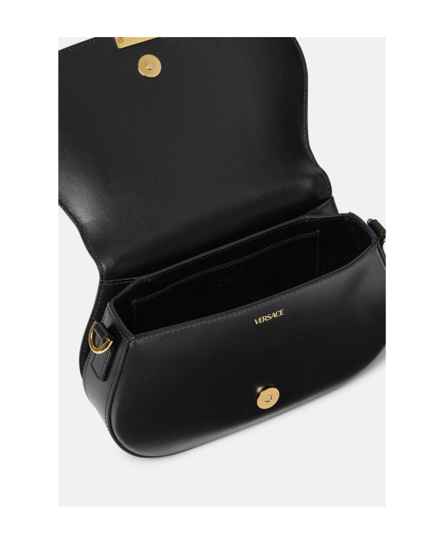 Versace Greca Goddess Leather Crossbody Bag In Black