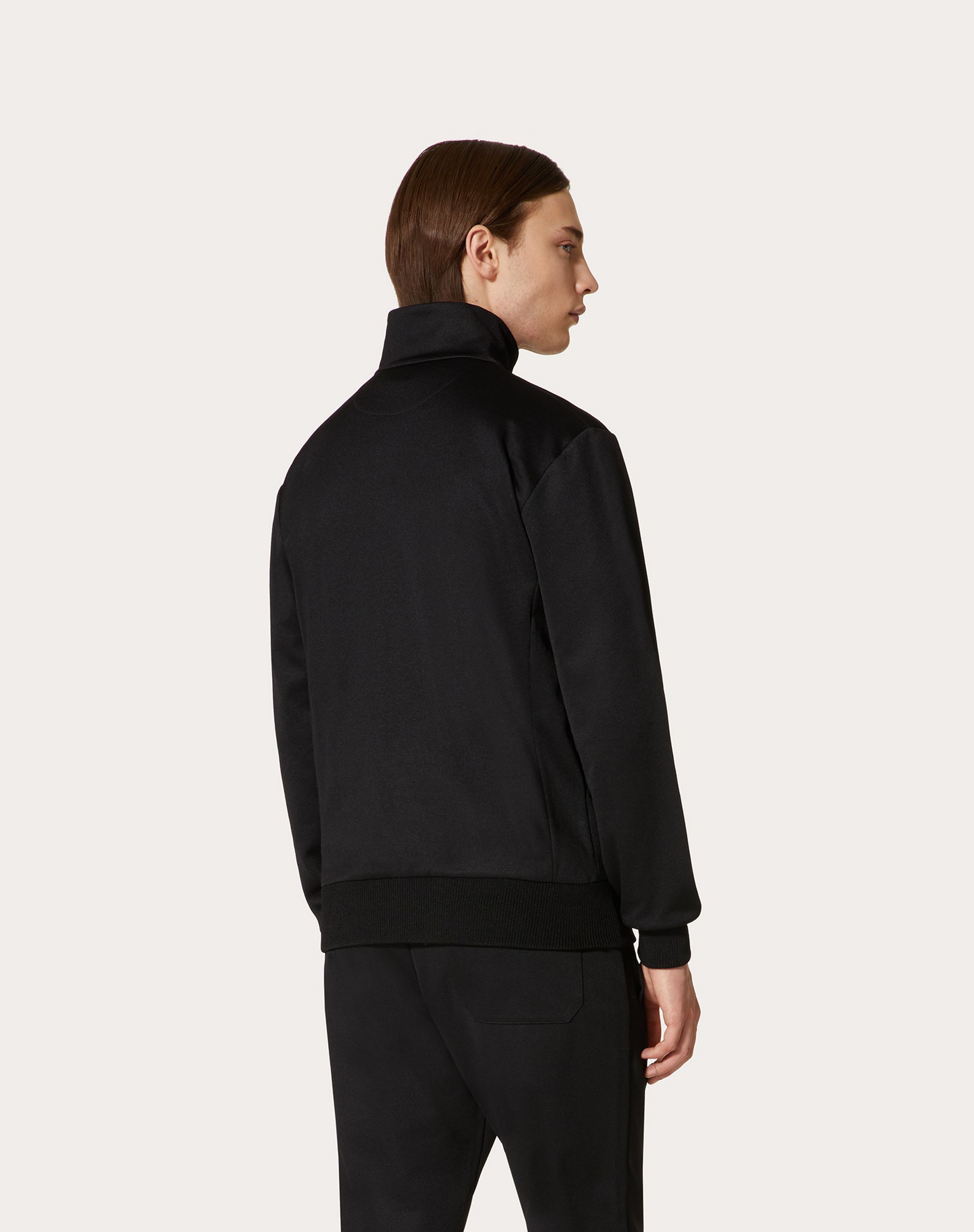 Valentino Logo-patch Zipped Sweatshirt In Black