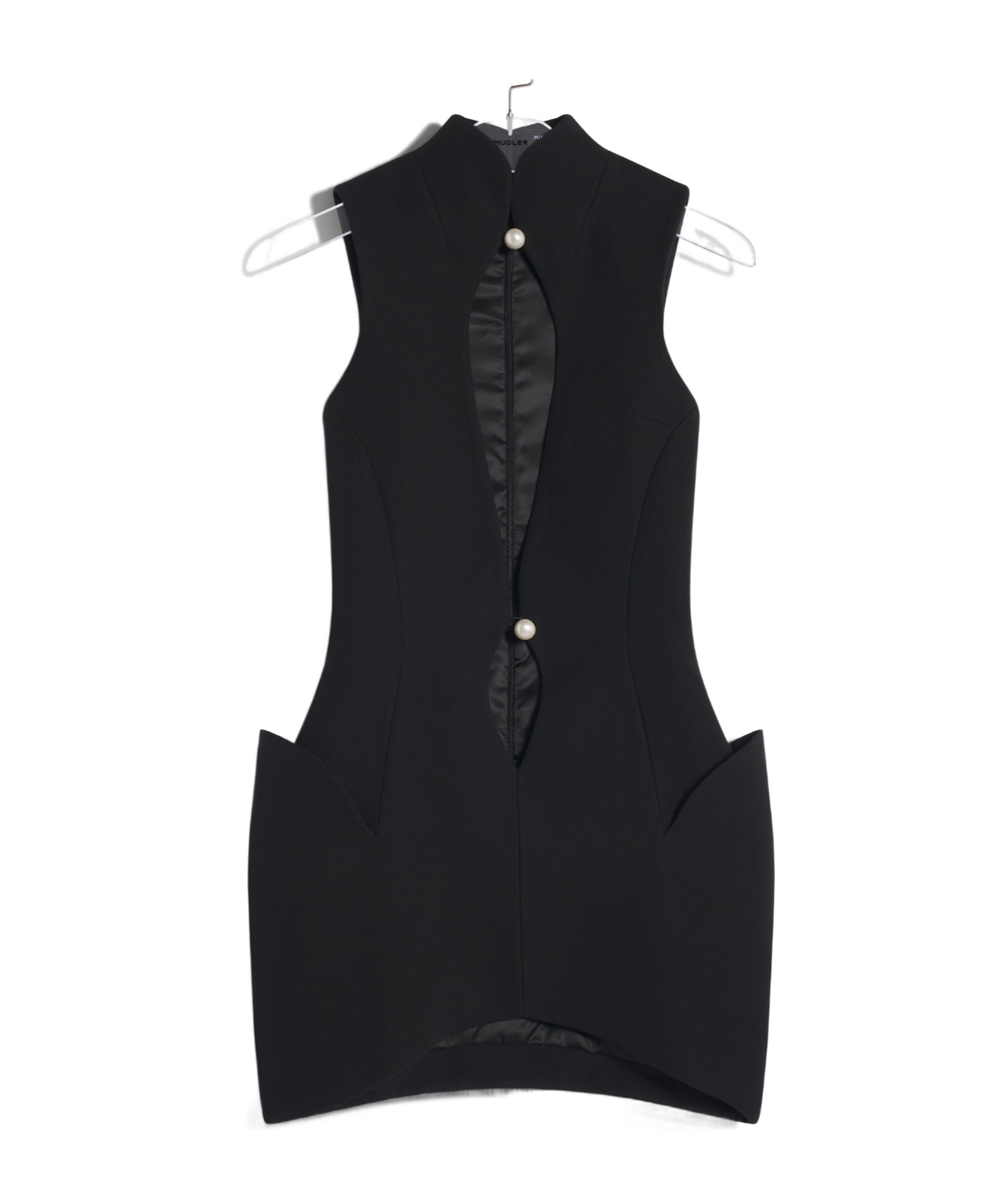 Mugler Black Open Neckline Tailored Dress