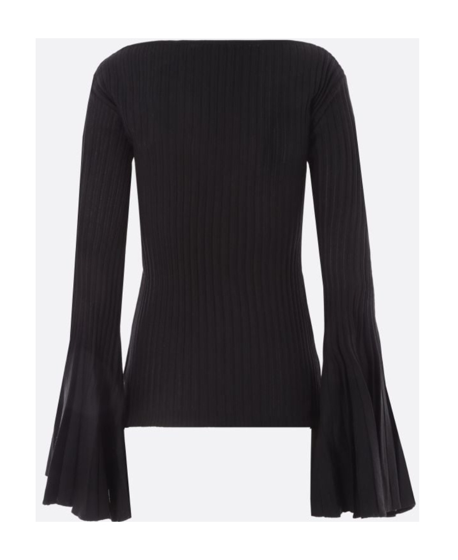 Blumarine Wide-sleeve Knitted Top In Black