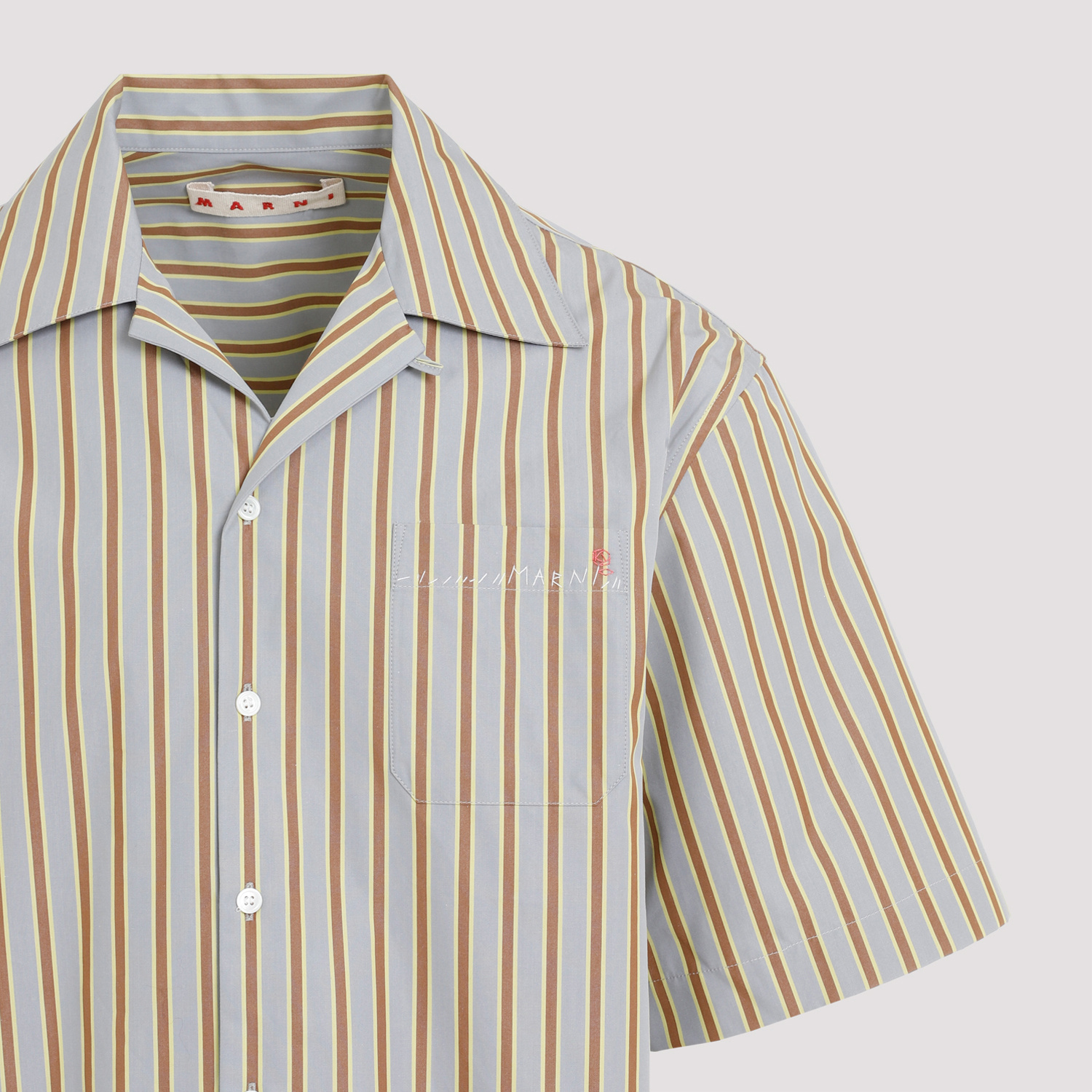 Marni Striped Cotton Shirt In Gray