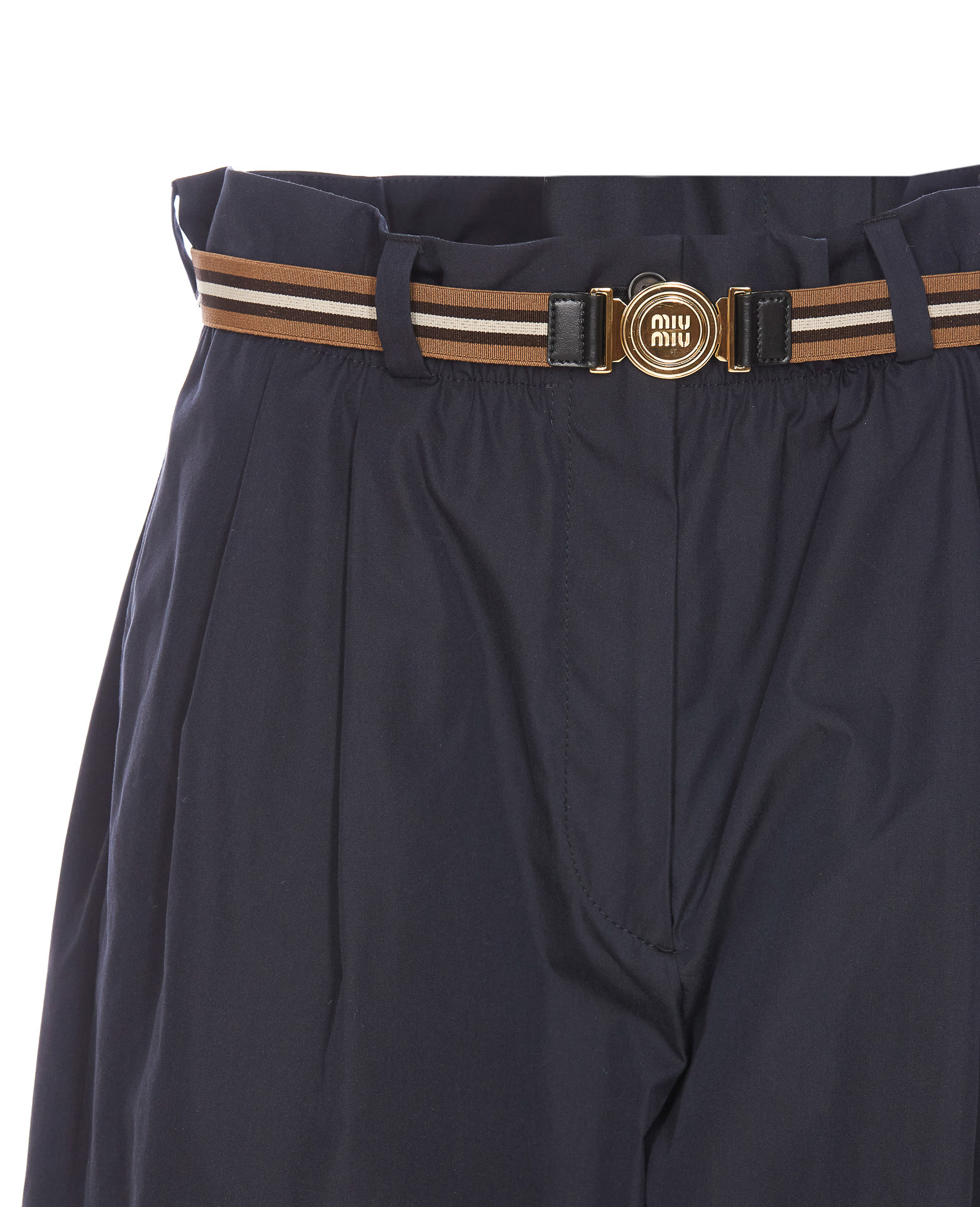 MIU MIU PANAMA COTTON PANTS WITH BELT
