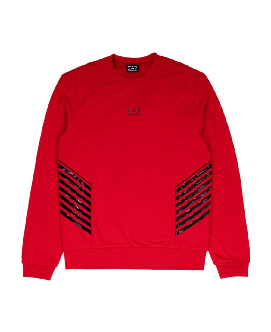 Ea7 Round Collar Long Sleeve Sweater In Red