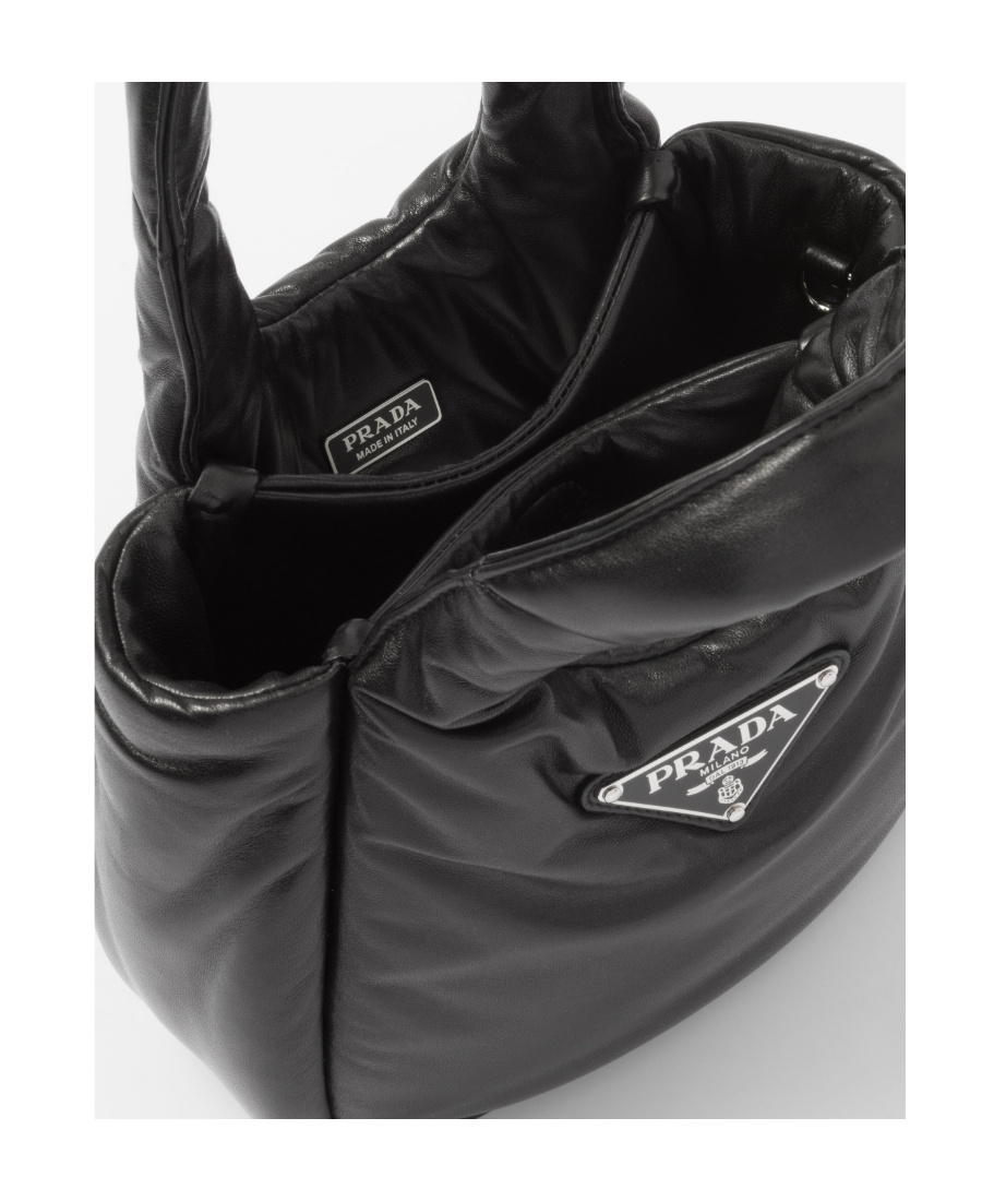 Prada Mini Padded Nappa-leather Soft Handbag In Black
