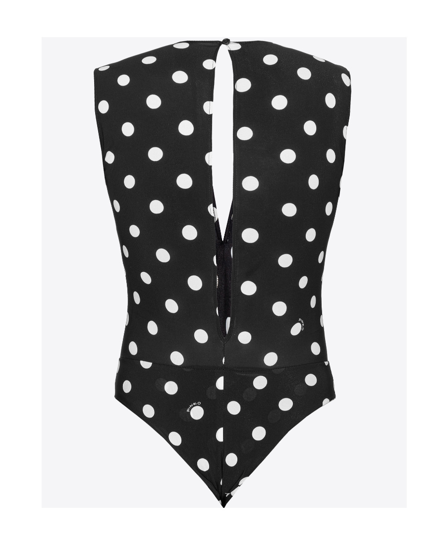 Pinko Sleeveless Bold Polka Dot-print Bodysuit In Black