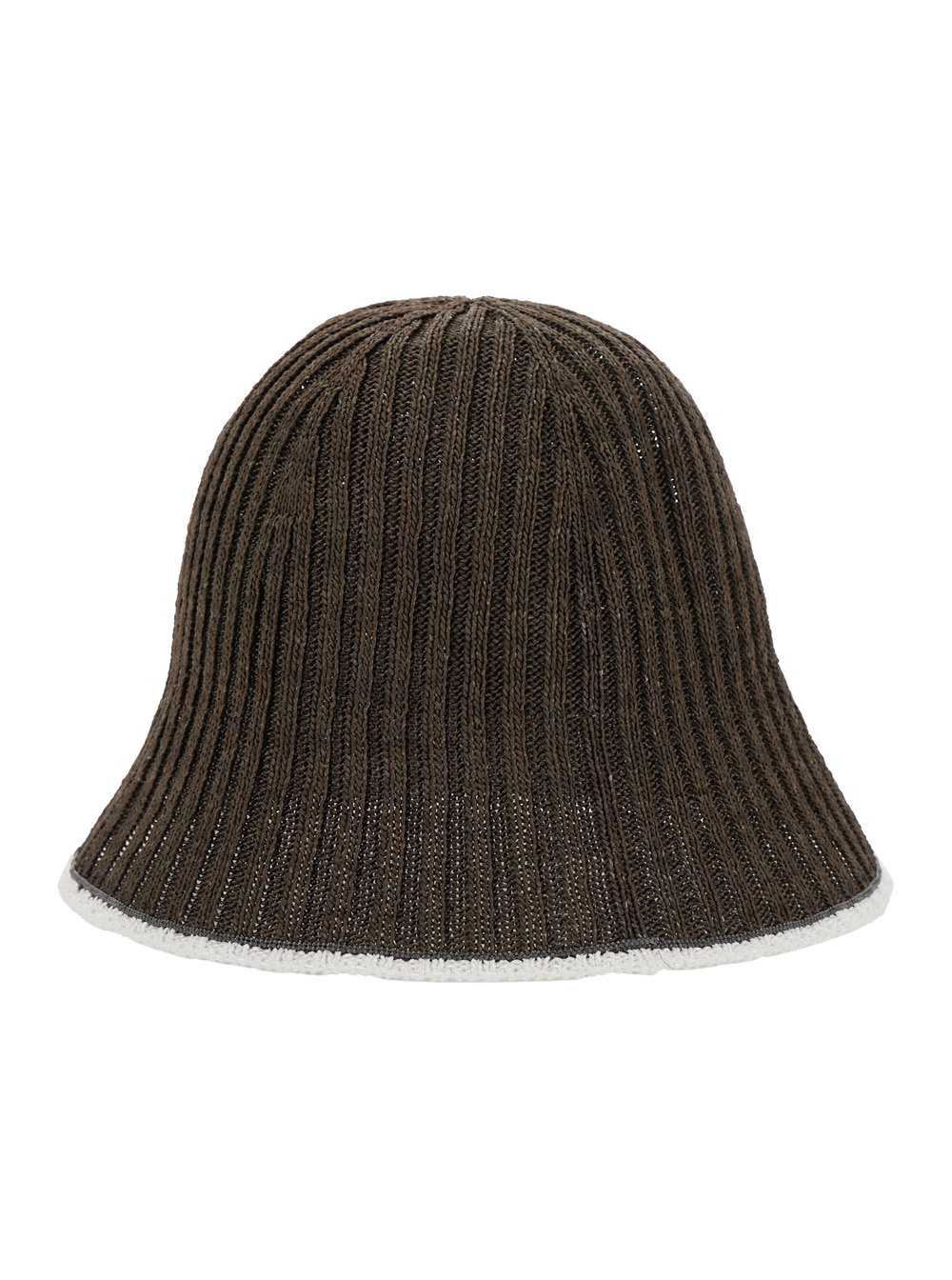 Brunello Cucinelli Brown Hat With Contrasting Hem And Ribbed Knit In Black