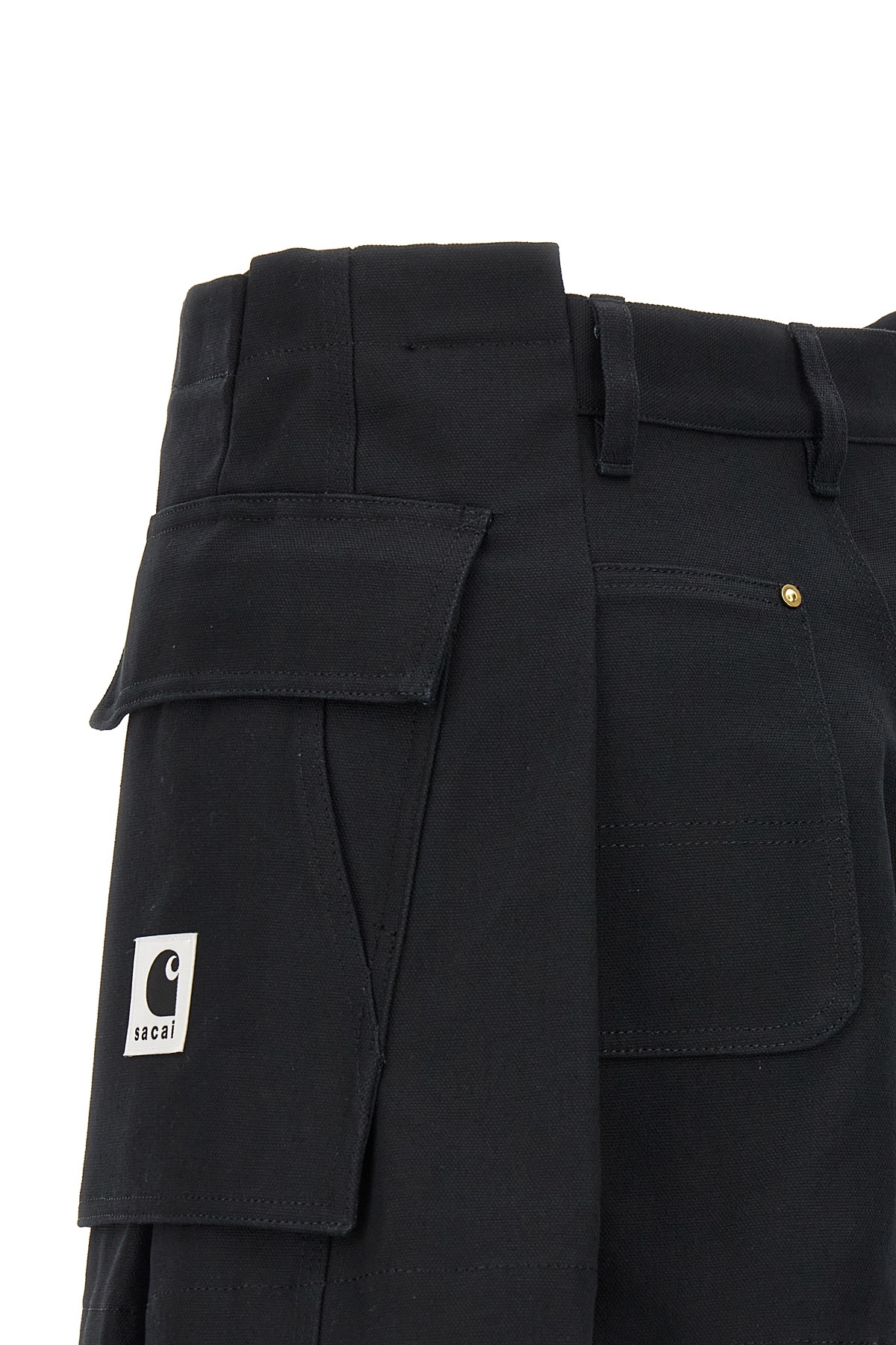 Sacai X Carhartt Work In Progress Logo Logo Shorts In Black