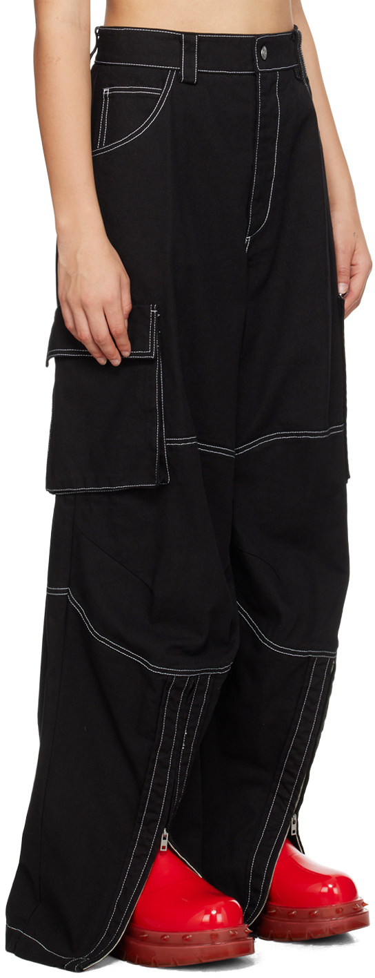 We11 Done Contrast-stitch Biker Pants In Black