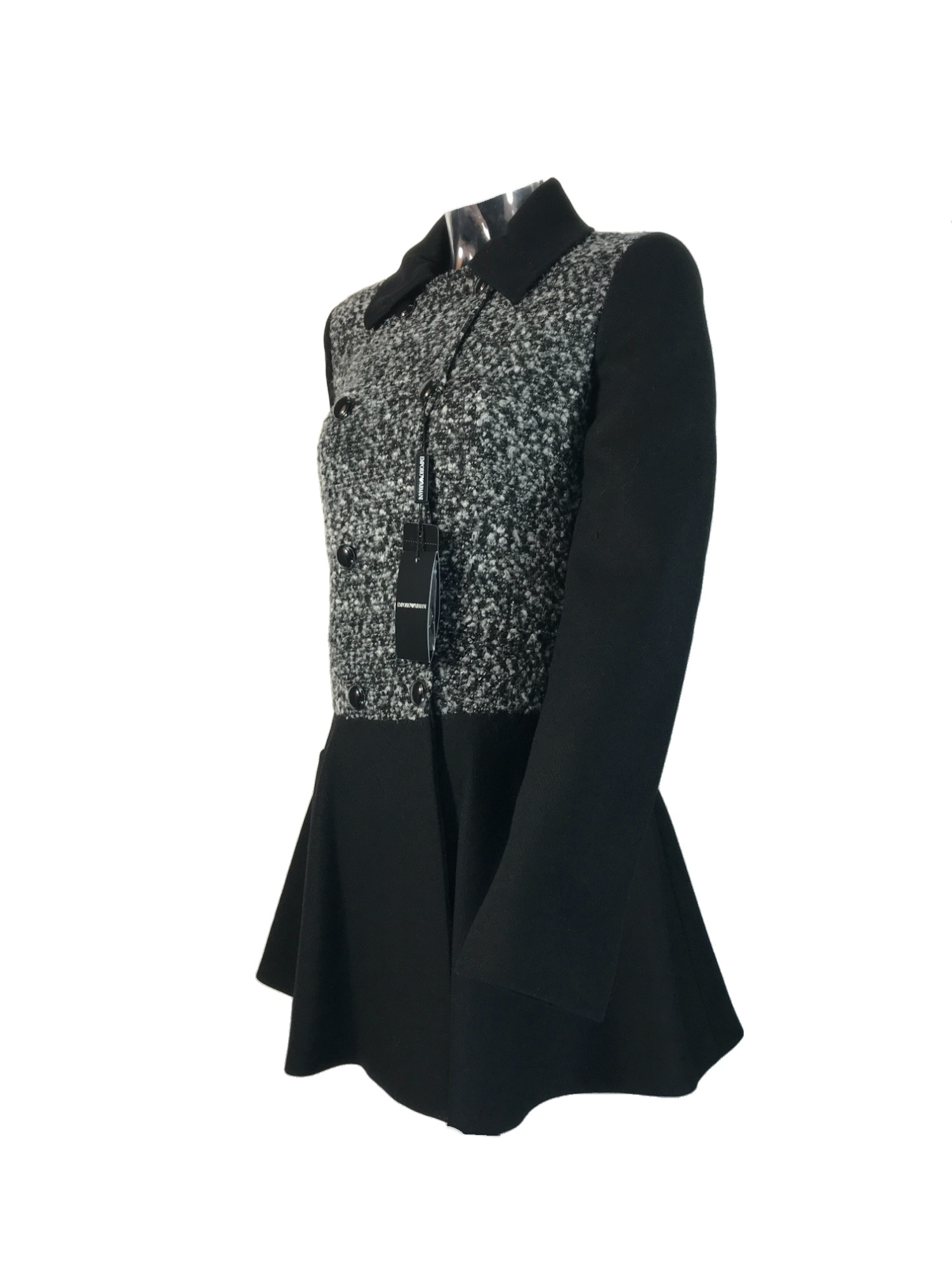 EMPORIO ARMANI LONG-SLEEVED SPLICED COAT