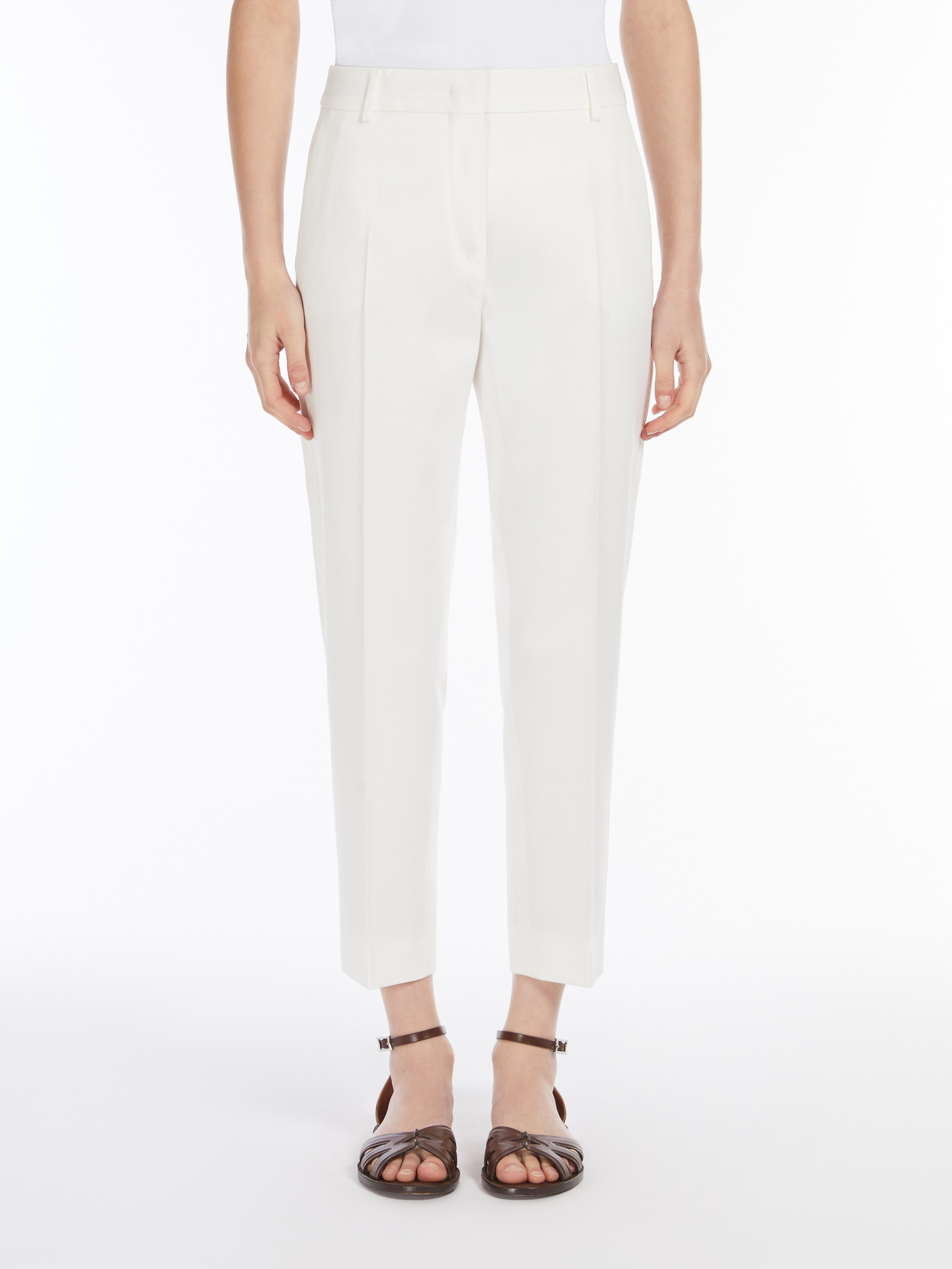 Max Mara Mincio Pleated Cropped Viscose Pants In White