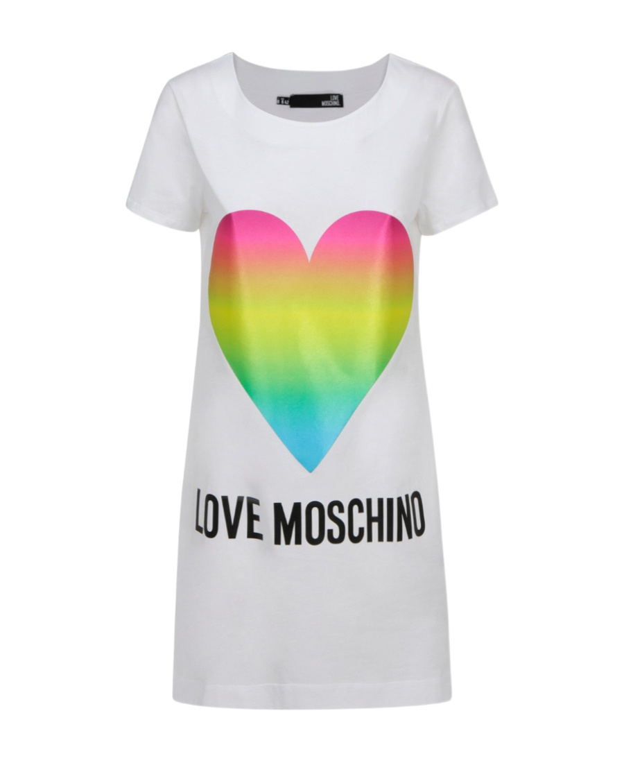 Moschino Round Neck Short-sleeved Dress In White