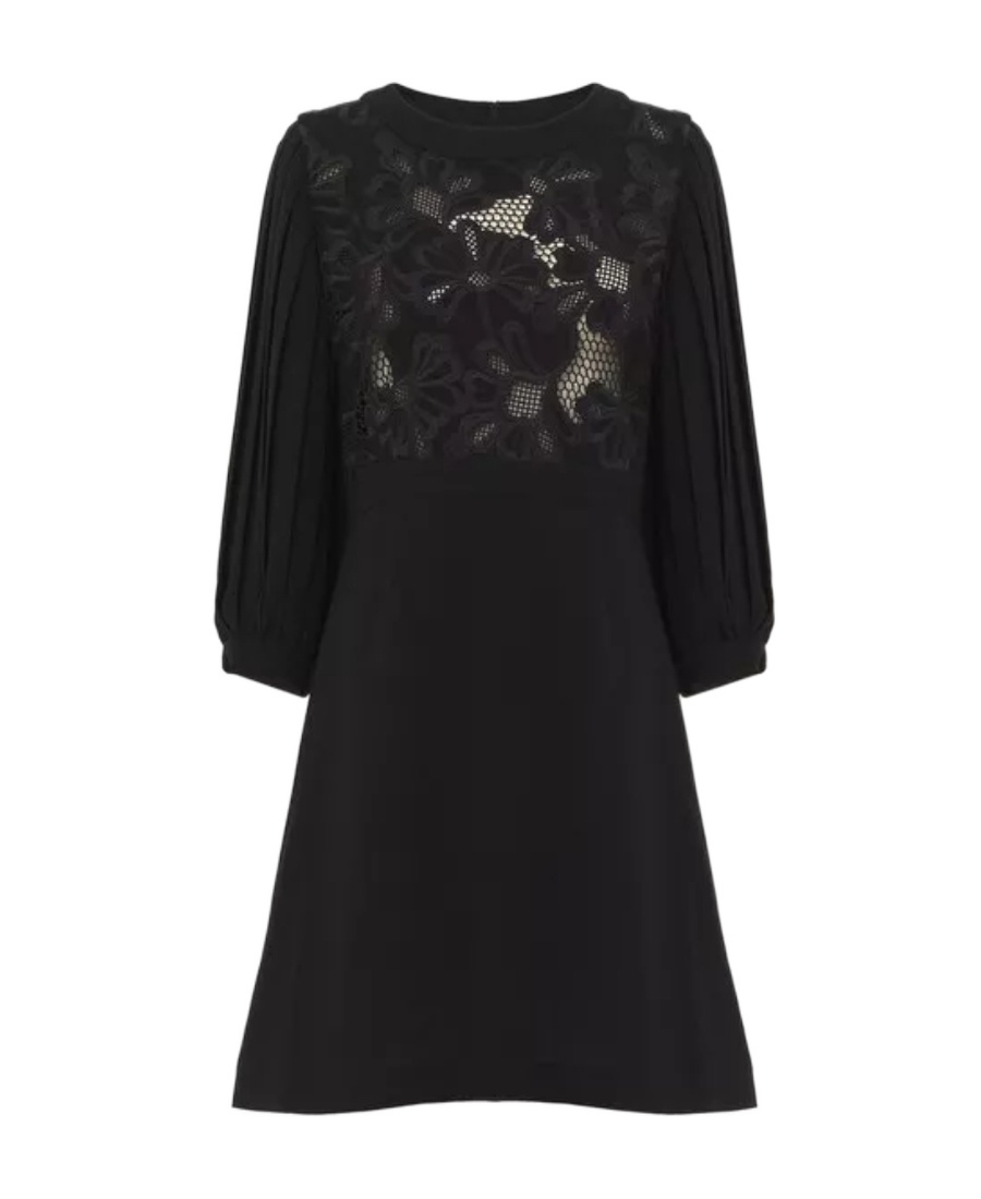 See By Chloé See By Chloe Crepe And Lace Mini Dress In Black