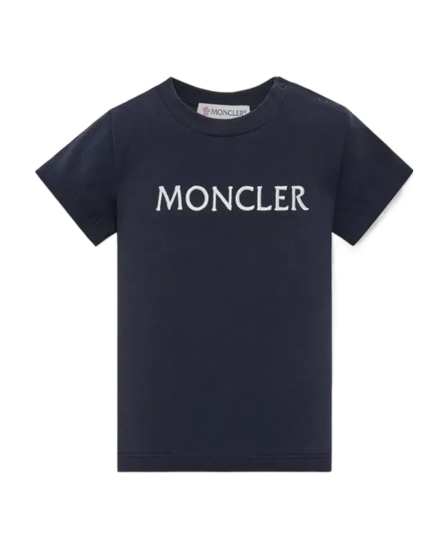 Moncler Embroidered Logo T-shirt In Blue