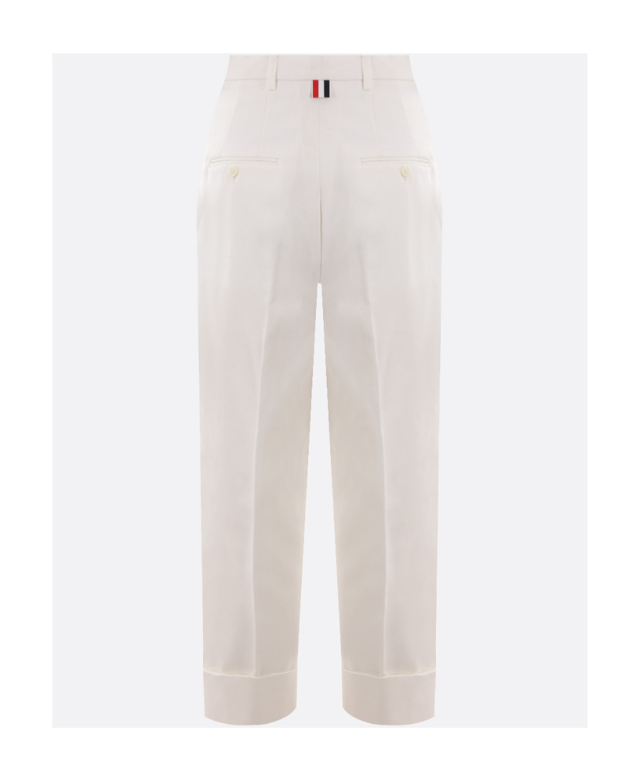 Thom Browne High-waisted Wide-leg Trousers In White