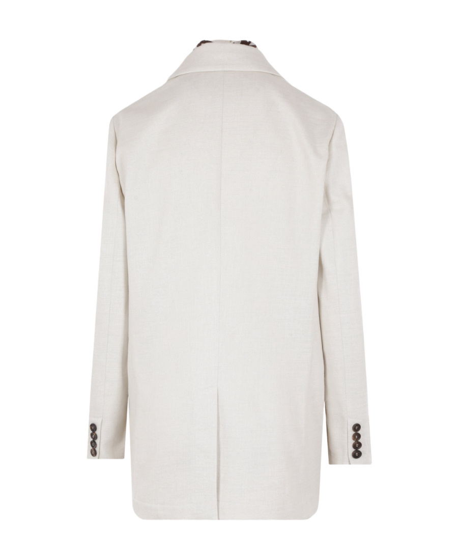 Brunello Cucinelli Scarf-embellished Double-breasted Blazer In White