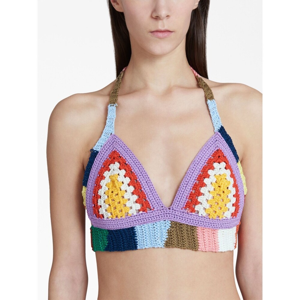 Marni Patch Cotton Bra-top In Multicolor