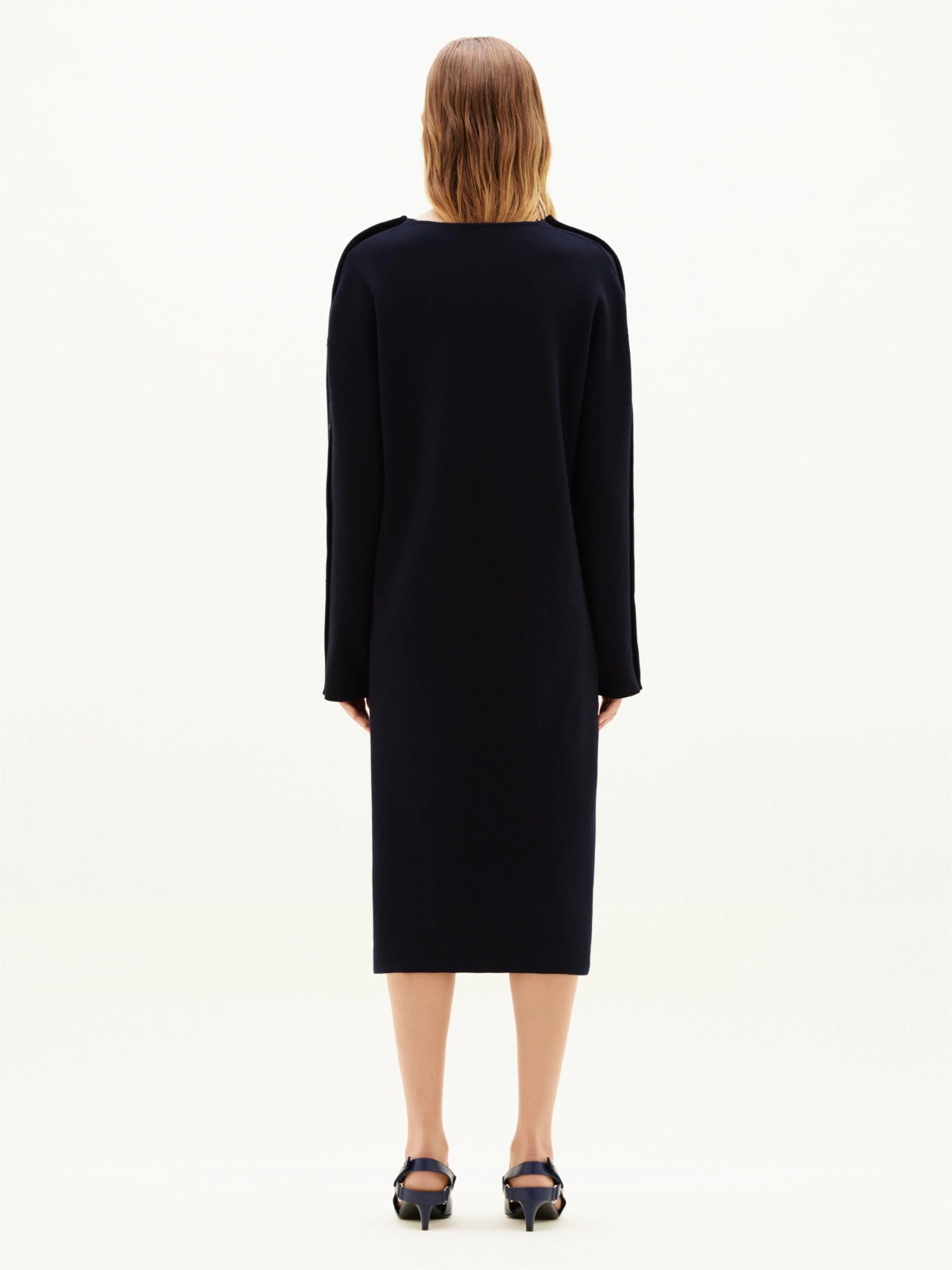 Courrèges Long-sleeve Knitted Midi Dress In Black
