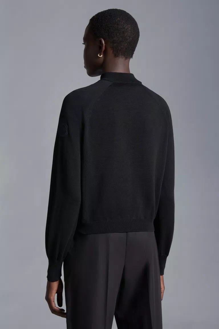 Moncler Crystal Zipper Cardigan In Black