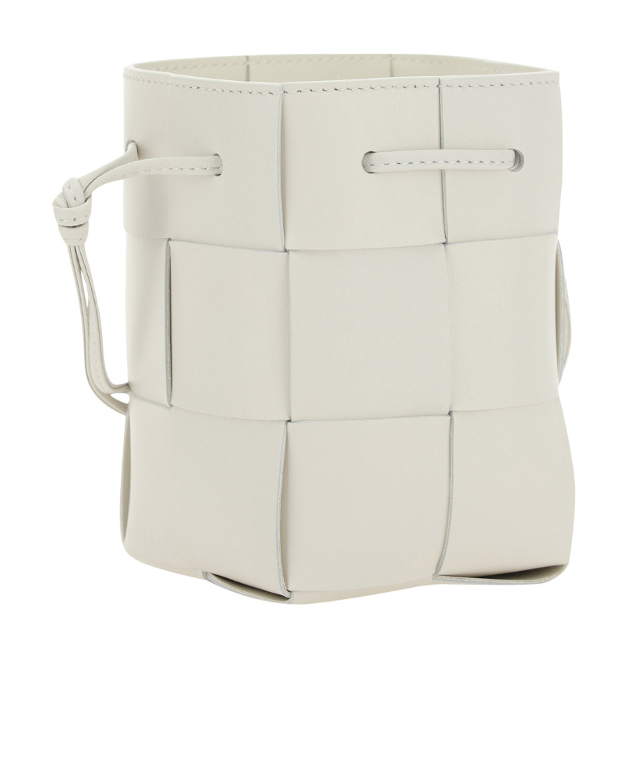 Bottega Veneta Intrecciato Leather Bucket Bag In White