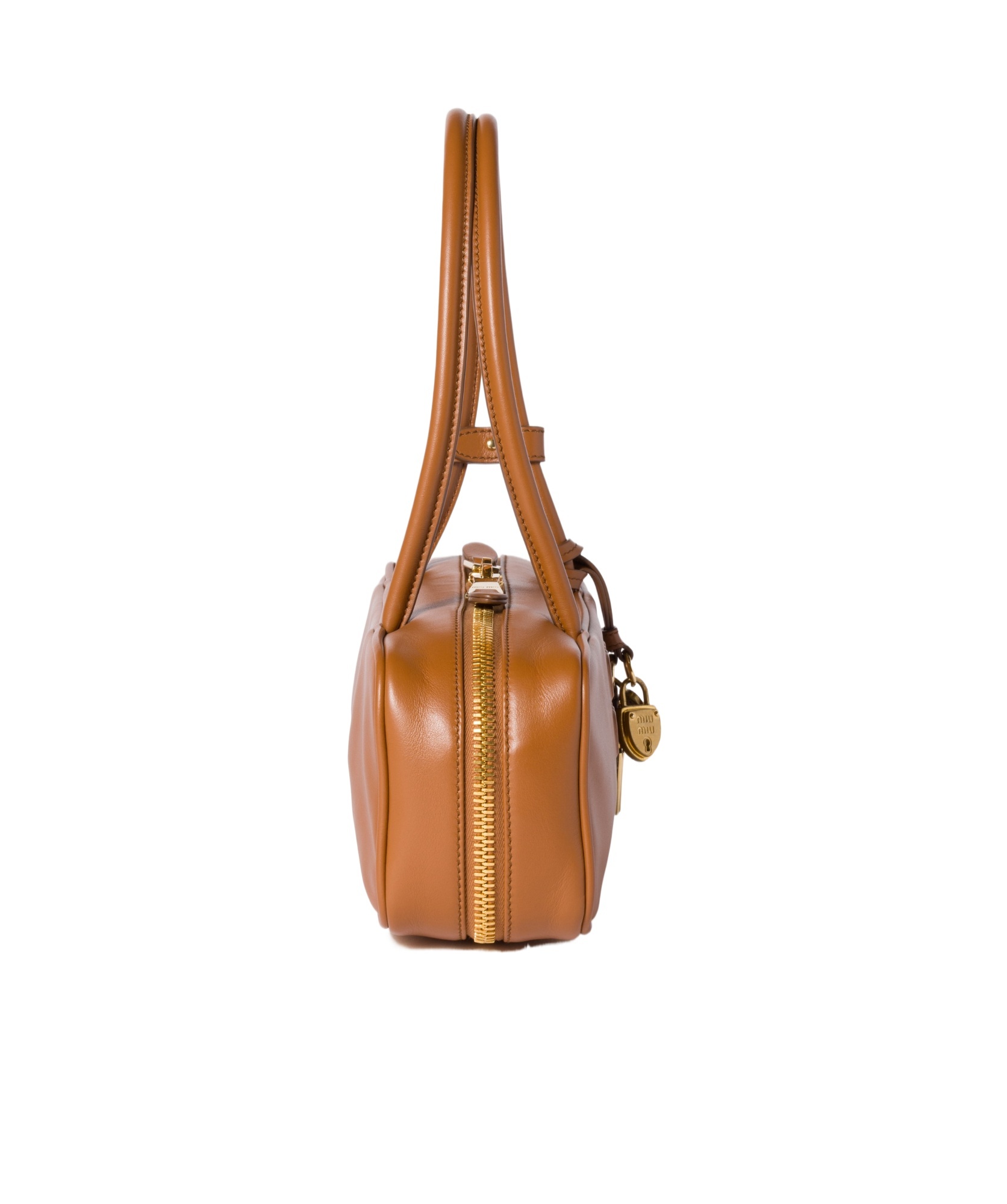 Miu Miu Beau Leather Bag In Cognac
