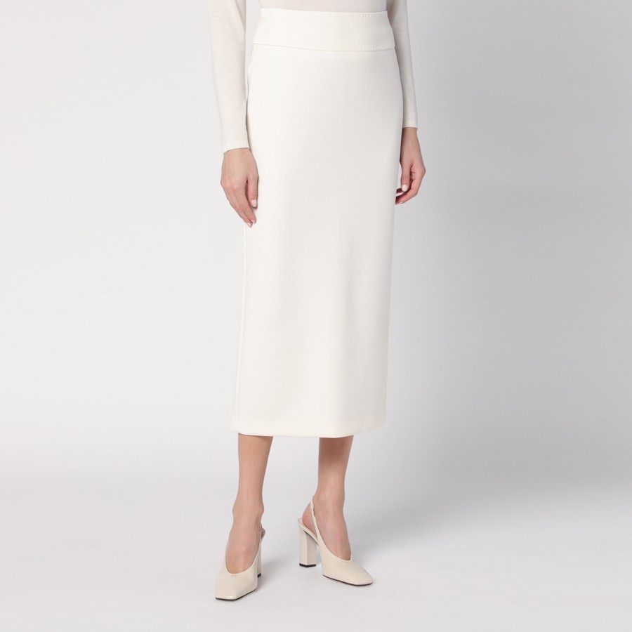 Max Mara Mid-calf Viscose Blend Skirt With Design In White