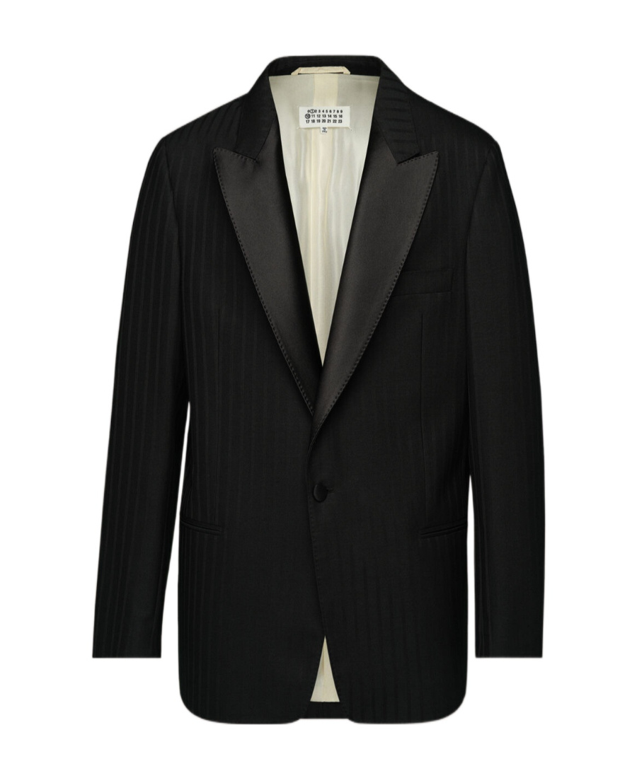 Maison Margiela Striped-effect Oversize Tuxedo Blazer In Black