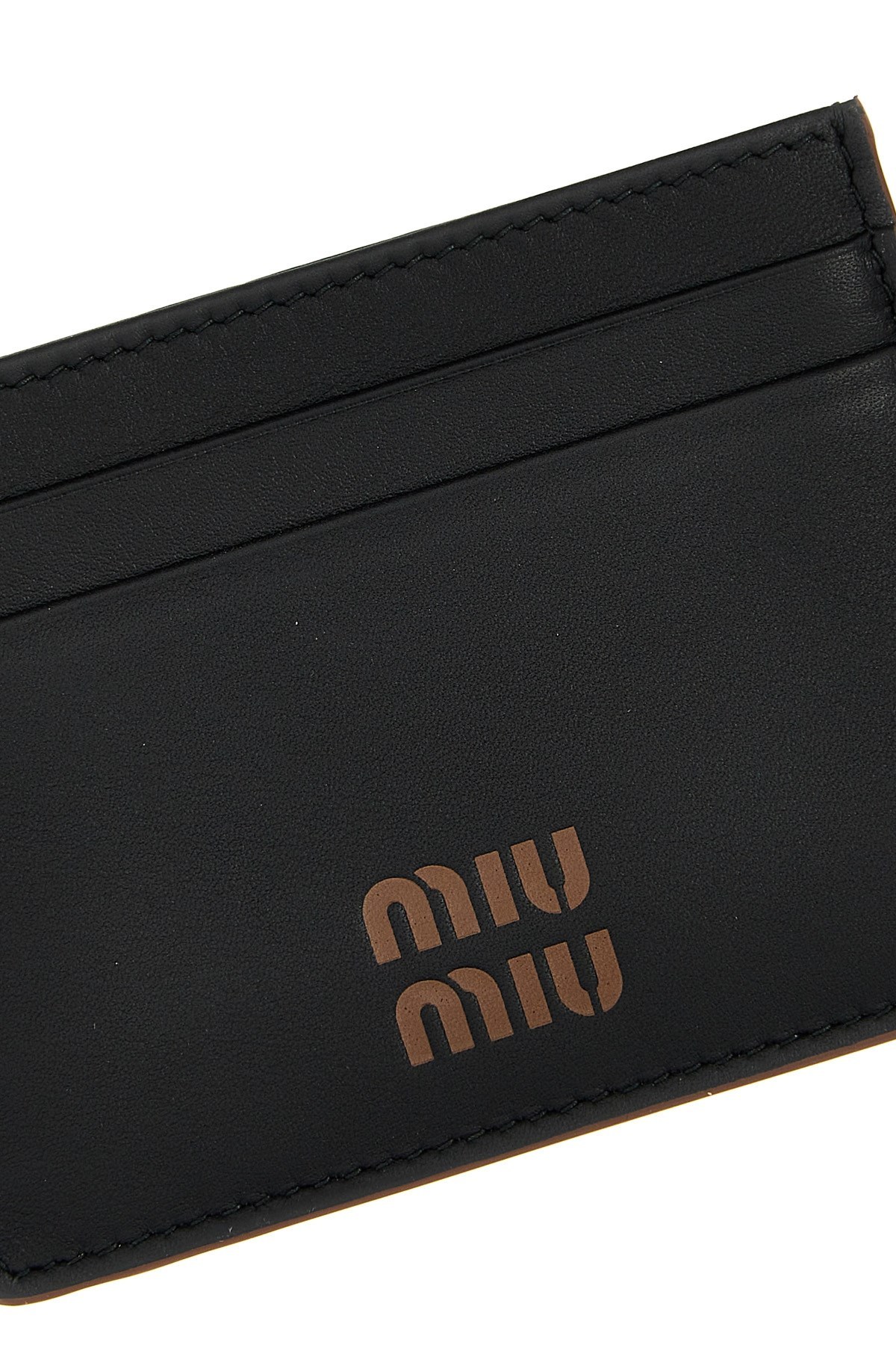 Miu Miu Smooth Leather Card Case In Black