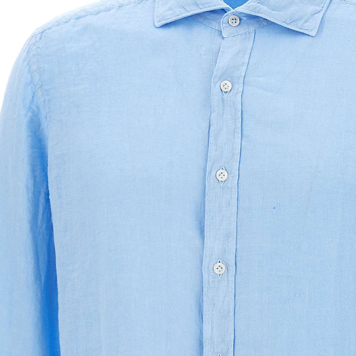 Fay Cutaway Collar Linen Shirt In Blue