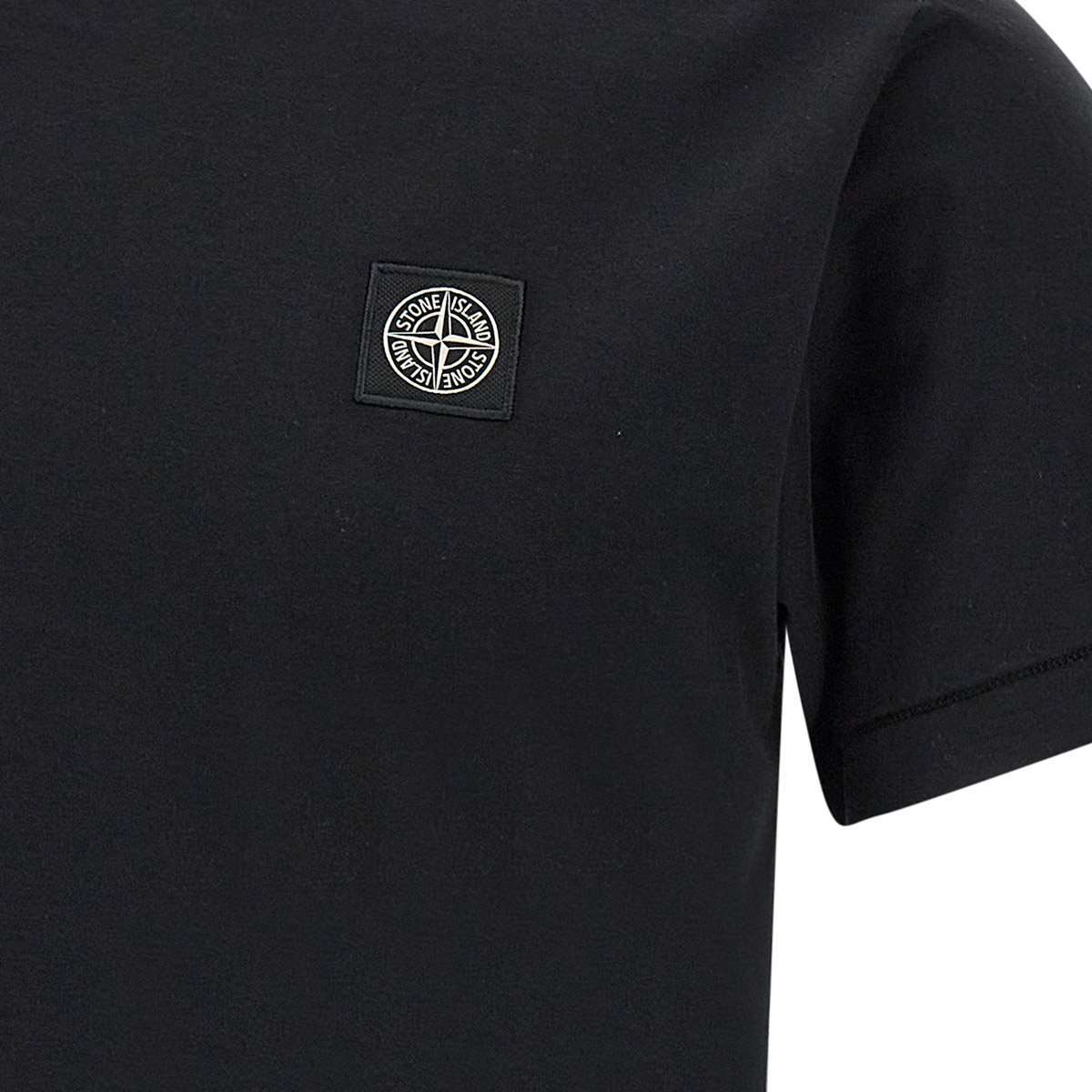 Stone Island Slim Fit Cotton Jersey T-shirt With Compass Patch In Black