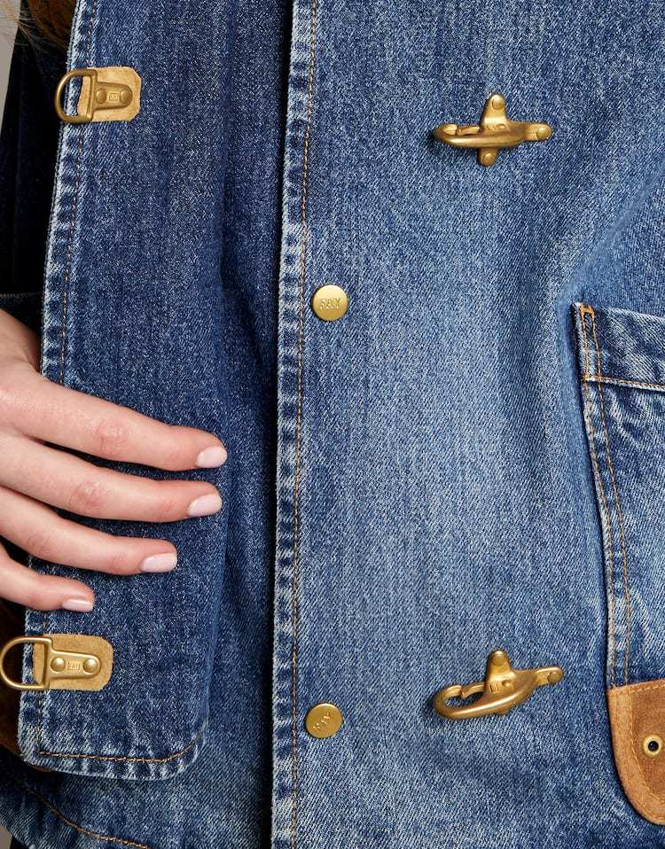Fay 3 Denim Hooks With Suede Details In Blue