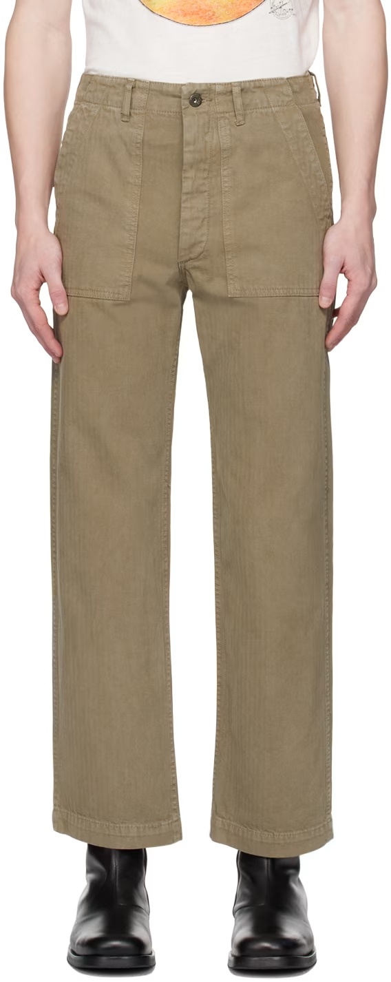 Re/done Khaki Modern Utility Trousers In Brown