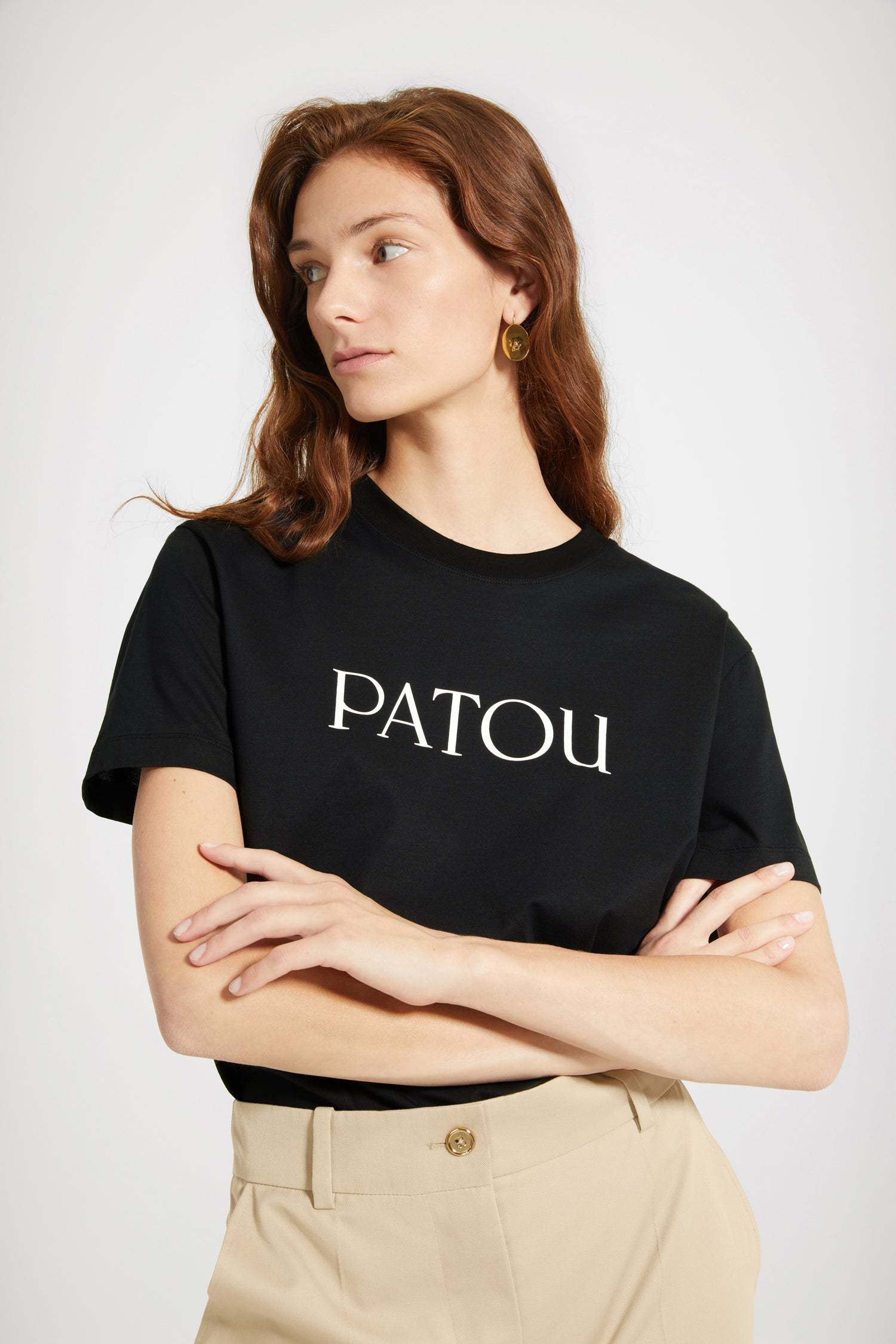 Shop Patou Logo Printed Crewneck T-shirt In Black